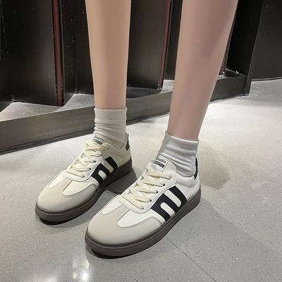 Board Shoes Autumn and Winter New Color Matching Trend Round Head Lace-up Versatile Sports and Leisure Shoes Women
