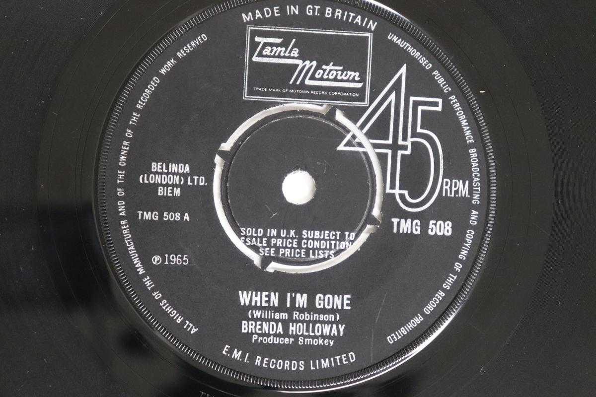 

7inch Record BRENDA HOLLOWAY - When I m Gone / I ve Been Good To Y TMG508 TAMLA MOTOWN 1965 UK Soul/Funk Used