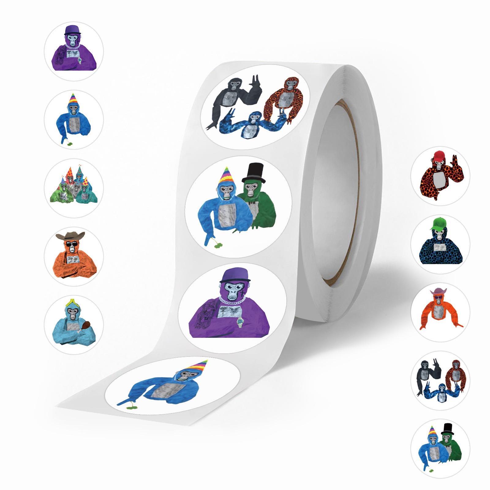 

500 Stickers/roll Cartoon Gorilla Tag Cute Animal DIY Skateboard Suitcase Roll Stickers