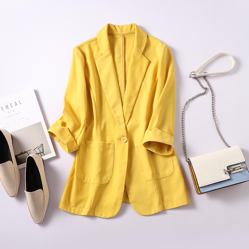 

Корейский модный женский свободный повседневный пиджак - коллекция весна/осень 2025 г. L имбирный/жёлтый