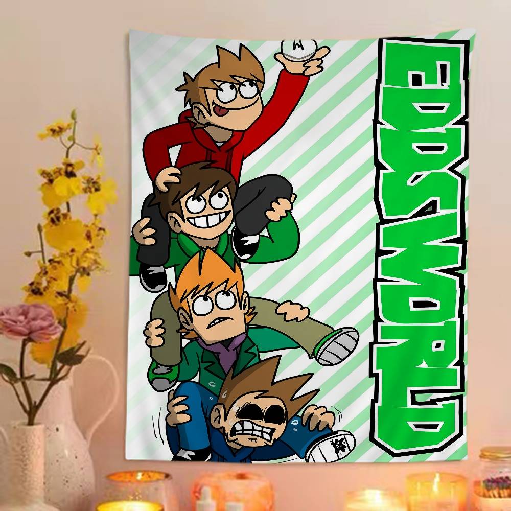 1pz Eddsworld Arazzo da Parete Fai da Te Tappeti da Parete Floreali Hippie Decorazioni per Dormitorio Arte da Parete