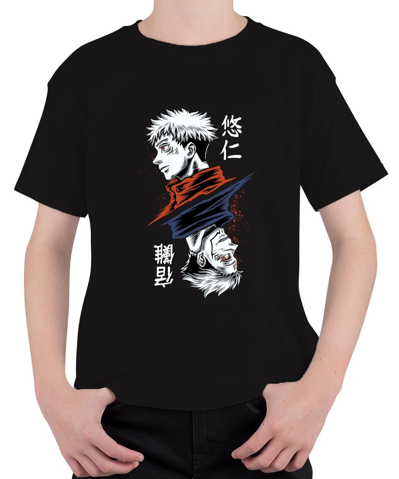 Jujutsu Kaisen Yuji Itadori Dual Face Fluch Anime Geschenk Unisex Kinder T-Shirt M