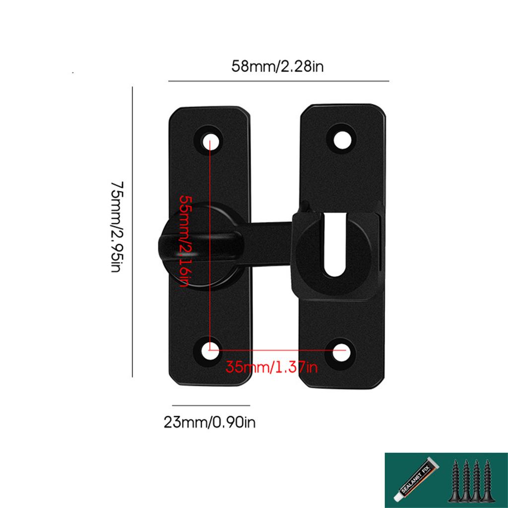 No Drill Door Latch 90 Degree Push Pull Lock 180 Degree Security Latch For Sliding Doors Home Security