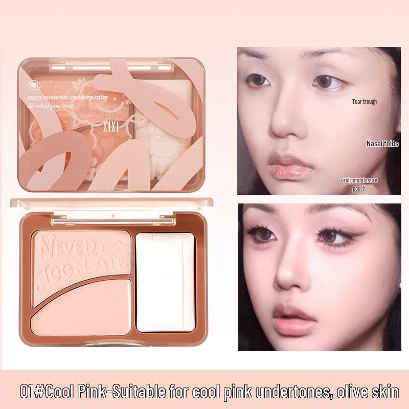 Палитра хайлайтеров XiXi двухцветная коррекционная: Матовая Пудра для 3D Осветления, Контуринга Носа и Лица