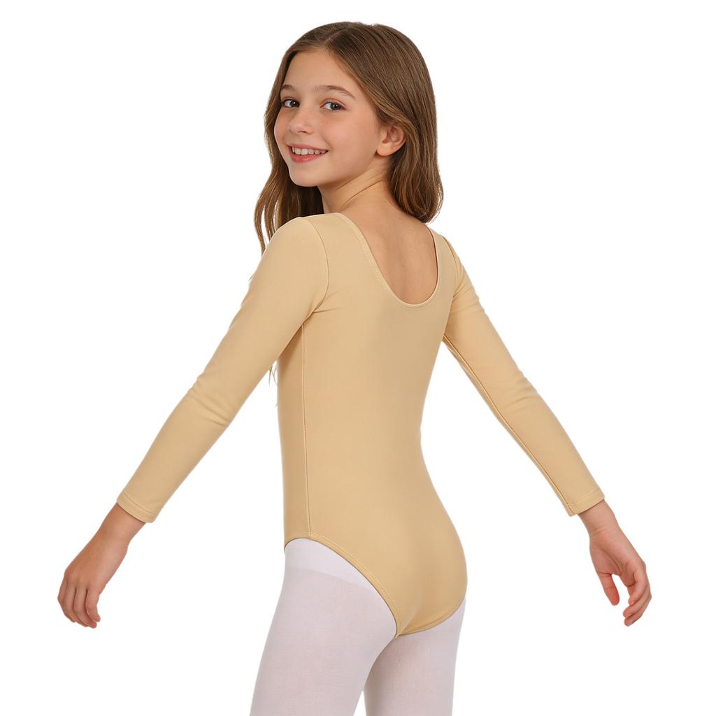 Body cu maneci lungi căptușit cu fleece pentru fete, maieu, culoare uni, pentru dans, gimnastică, balet, încălzire
