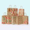 Eco-Friendly Kraft Paper Gift Bags With Cartoon Print Christmas Holiday Party Handheld