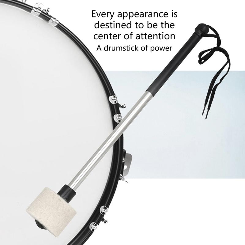 Felt Mallets Sticks Stainless Steel Nonslip Handle Drumsticks Drum Mallet Stick Percussion Stick for Marchings Bass Drum