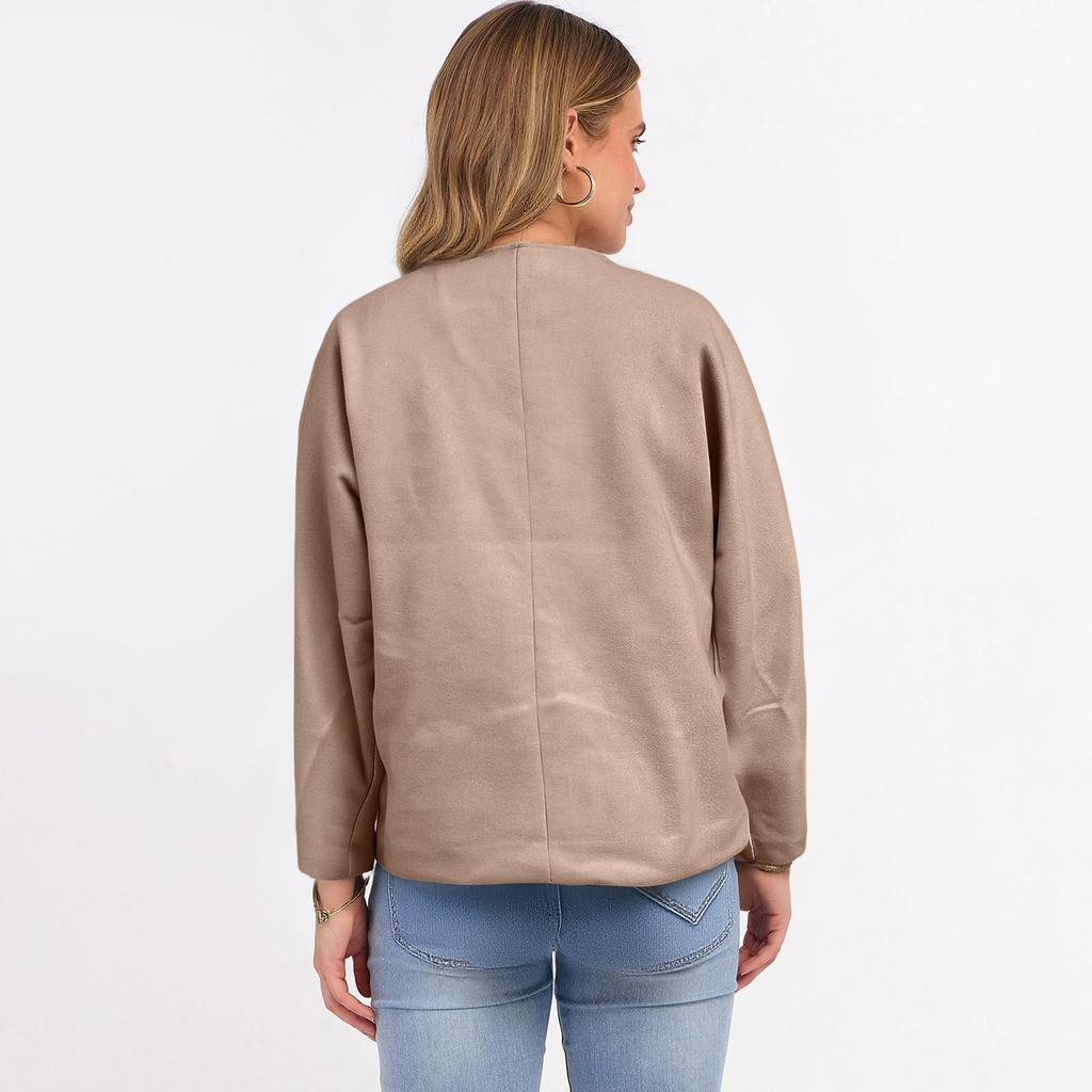 Women's Fashion V-Neck Jacket Double-Button Wool Blend Short Coat