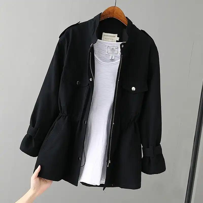 Mantel Damen Midilänge Windbreaker Locker Schlankmachend Vielseitiges Oberteil
