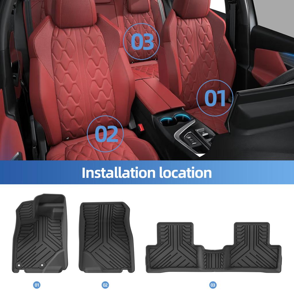 LUCKEASY Left Drive for Peugeot 3008 E-GT 3rd Gen Hybrid Version 2024-2027 Car All-Weather Floor Mats Trunk Pad Accessories