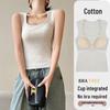 Women's Pure Cotton Camisole Tank Top with Integrated Bra Pads – Anti-Side-Boob Design, Perfect for Spring, Summer, and Autumn.