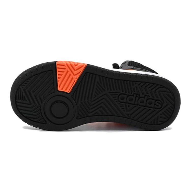Adidas Neo Hoops 3.0 Mid K Fabric Casual Slip-Resistant Durable Mid-Top Kids Skate Shoes Kids Sneakers Black Orange HQ4492