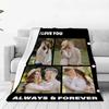 2026 Custom 4 Photos Flannel Blanket I Love You Soft Blanket For Sofa Camping Nap Leisure Blankets Birthday Gifts For Home Decor