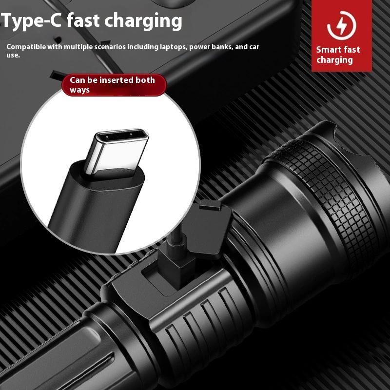 Ultra-High Power Flashlight Digital Electronic Display Waterproof Torch Zoom Hand Light Outdoor Camping Lantern