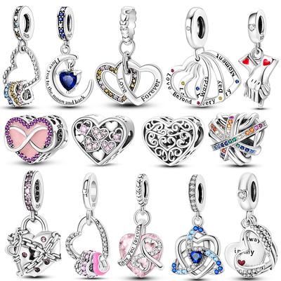 Perline Charm in Rame a Forma di Cuore Ciondoli Amore Eterno Adatti per Braccialetti a Bracciale Charm Gioielli Fai da Te Regali