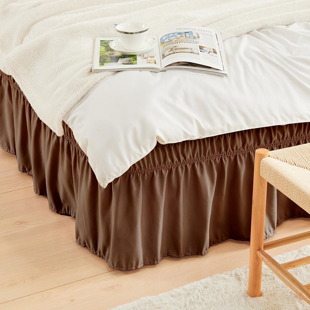 Elastic Bed Ruffle - Adjustable 15" Tailored Drop, Microfiber Bed Skirt with Easy Wrap Around Design, Fade-Resistant & Machine Washable