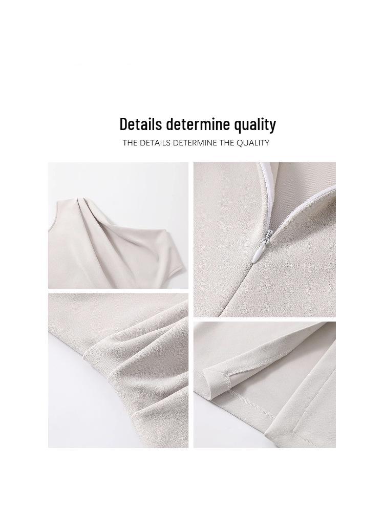 Stunning Apricot Off-Shoulder Bodycon Summer Dress - Women's Elegant Diagonal One-Shoulder Evening Gown