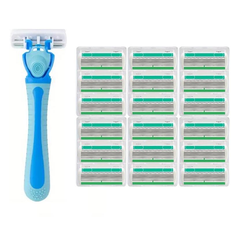 

1 Ручка + 3/6/18 Лезвий/ Женская ручная безопасная бритва 6-слойные лезвия для бритья из нержавеющей стали для удаления волос Сменная бритвенная головка