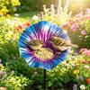 Metal Flower Bird Bath, Decorative Garden Bird Bath Feeder, Outdoor Wild Bird Feeder with 2-Prong Base for Garden Backyard Decor