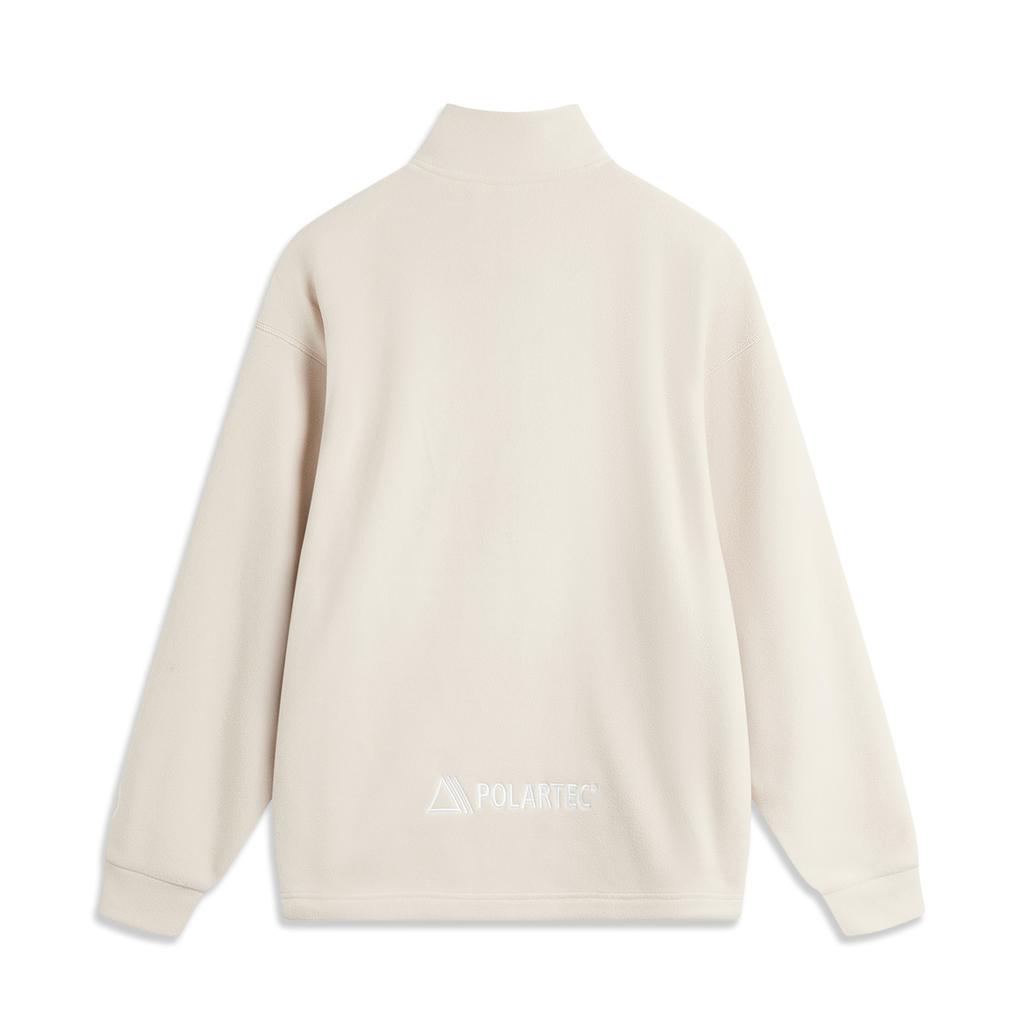 Li Ning Basketball Collection Letter Stand Collar Pullover Thermal Fleece Lined Drop Shoulder Long Sleeved Sweatshirt AWDU289-5