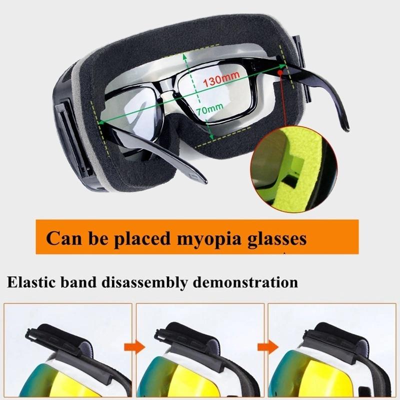 Lyžařské snowboardové brýle sněhové brýle s magnetem se dvěma vrstvami čočky sférický design proti zamlžení UV ochrana proti skluzu