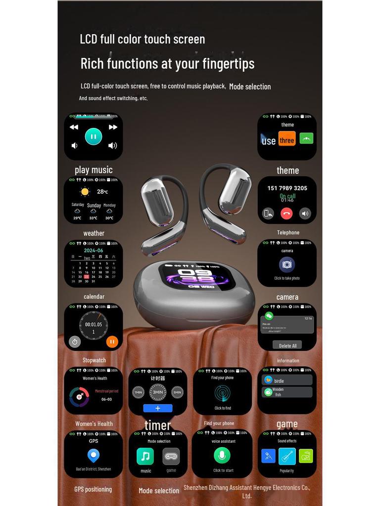 Q16Pro Bluetooth Noise Reduction Headphones with Smart Touch Screen