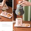Tazza da 310 ml a forma di borsetta con cucchiaino in ceramica, elegante tazza da caffè