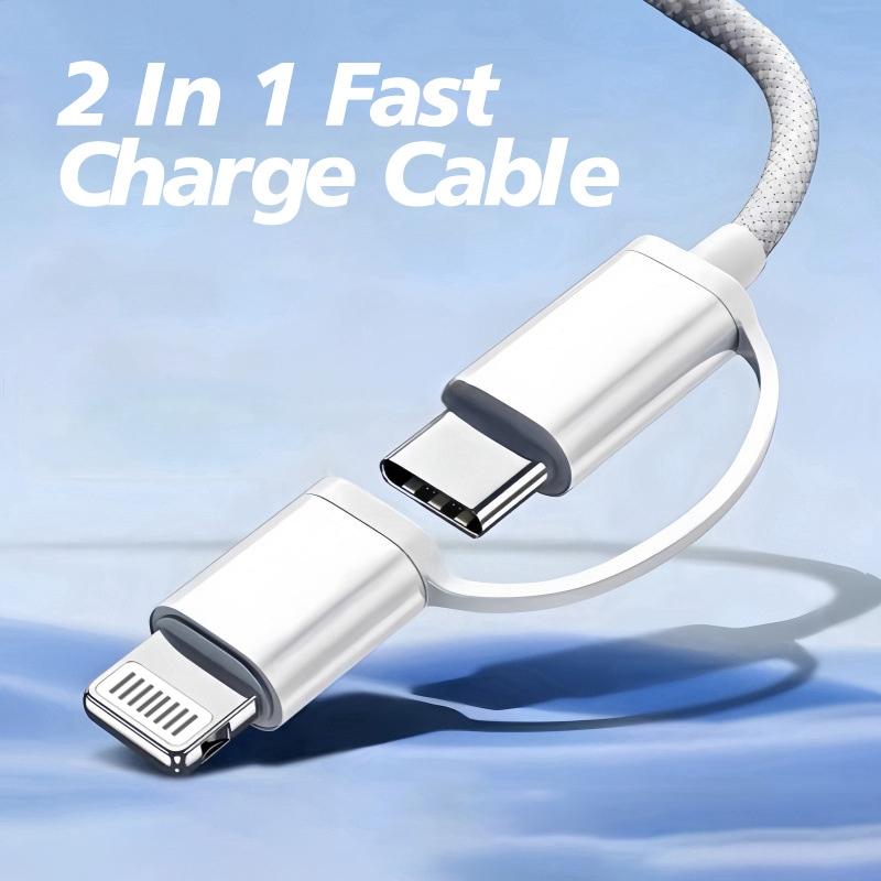 2 in 1 PD 60W Typ C Kabel für iPhone 16 15 Pro Samsung S23 Xiaomi 3A USB Schnellladekabel für iPhone 14 13 Datenkabel