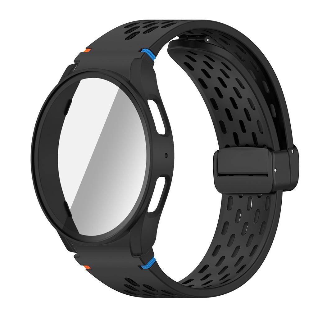 Case+Strap for Samsung Galaxy Watch 7 6 5 4 40/44mm Silicone Magnetic Band Tempered Glass Screen Film PC Protector Cover Bumper