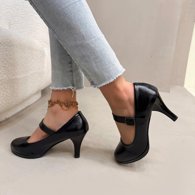 2025 Neue Damen Handgemachte High Heels Leder Spitze Flach Mary Jane Mittlere Absätze Tanzschuhe Damen Partykleid Pumps