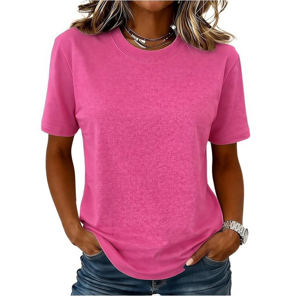 Women’s Casual Relaxed Fit Crew Neck Short Sleeve Shirt Comfortable Soft Fabric Versatile Everyday Top