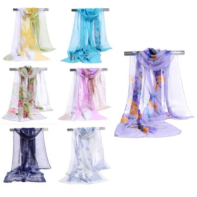 Butterfly Shawl Silk Sun Protection Wrap Hijab Fashion Long Chiffon Scarf  Women