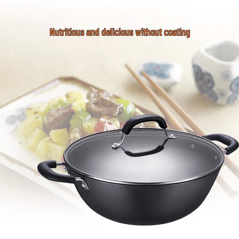Supor 36CM Cast Iron Deep Wok with Double Handles