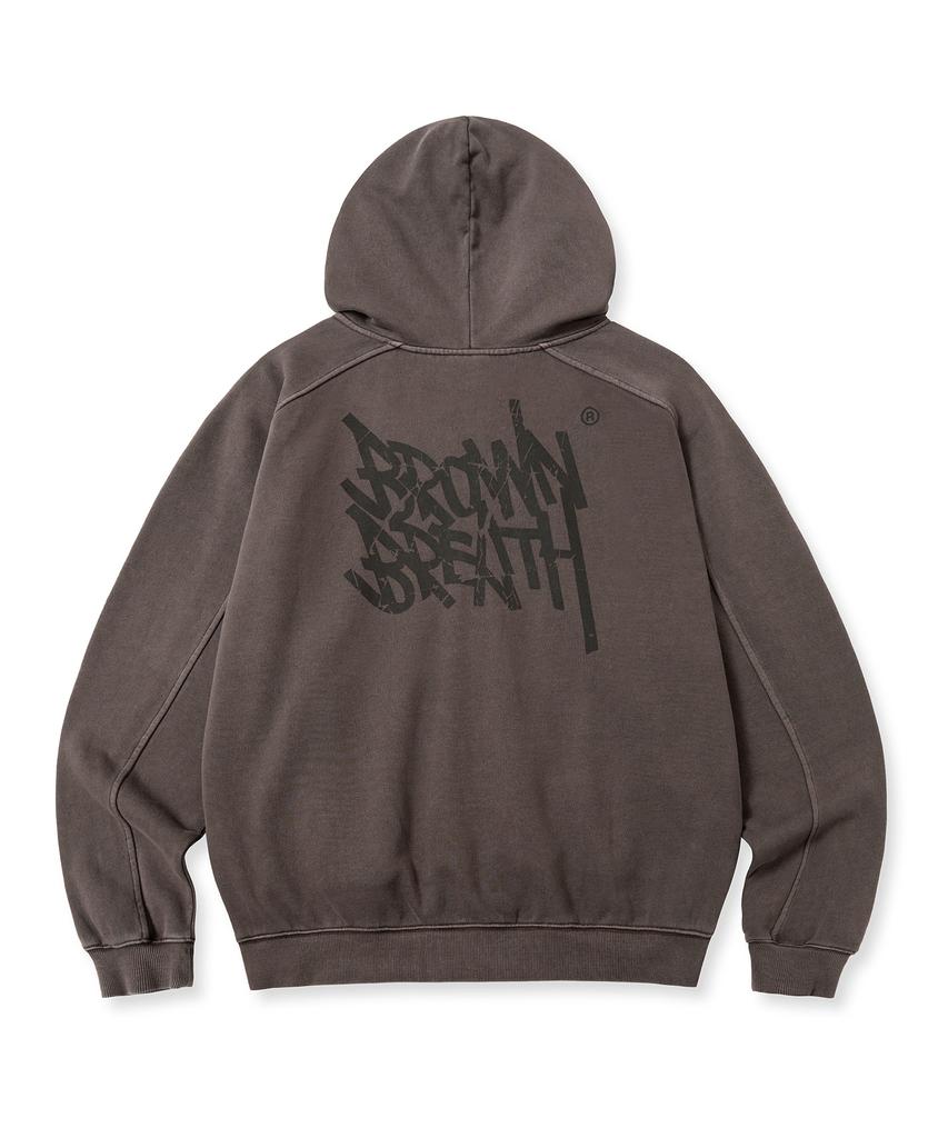 Brownbreath Pigment Tag Hood Zip Up - Brown