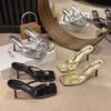 Fashion Women's High Heels Slippers Summer New Luxury Design Thin High Heels Sandals Elegant Trend Fashion Women's Shoes Slide Mujer