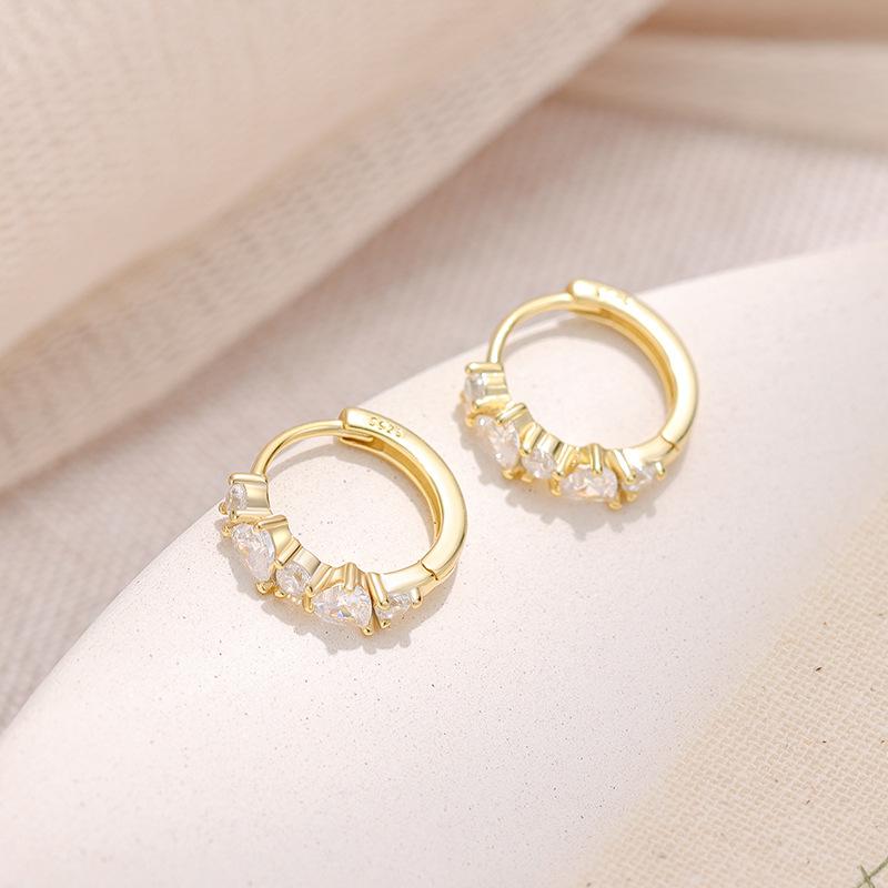 925 Sterling Silver Heart CZ Hoop Earrings for Women Dainty Gold Plated Zircon Huggie Hoops Hypoallergenic Cute Jewelry