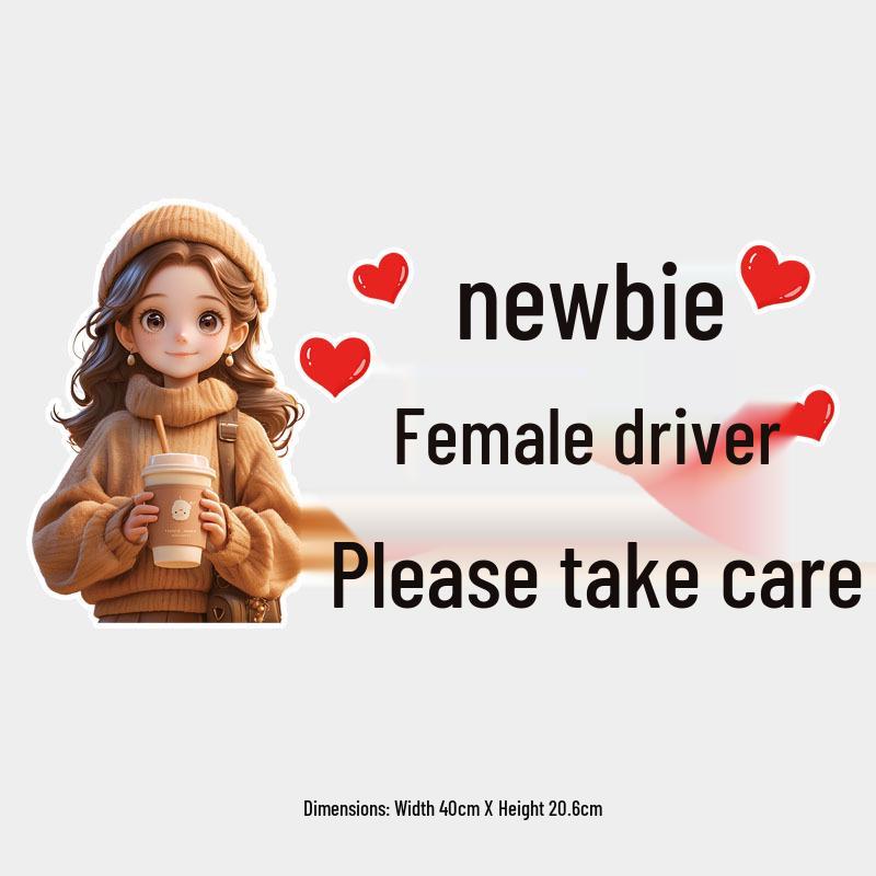 New Female Driver Reflective Rear Windshield Waterproof Warning Sticker