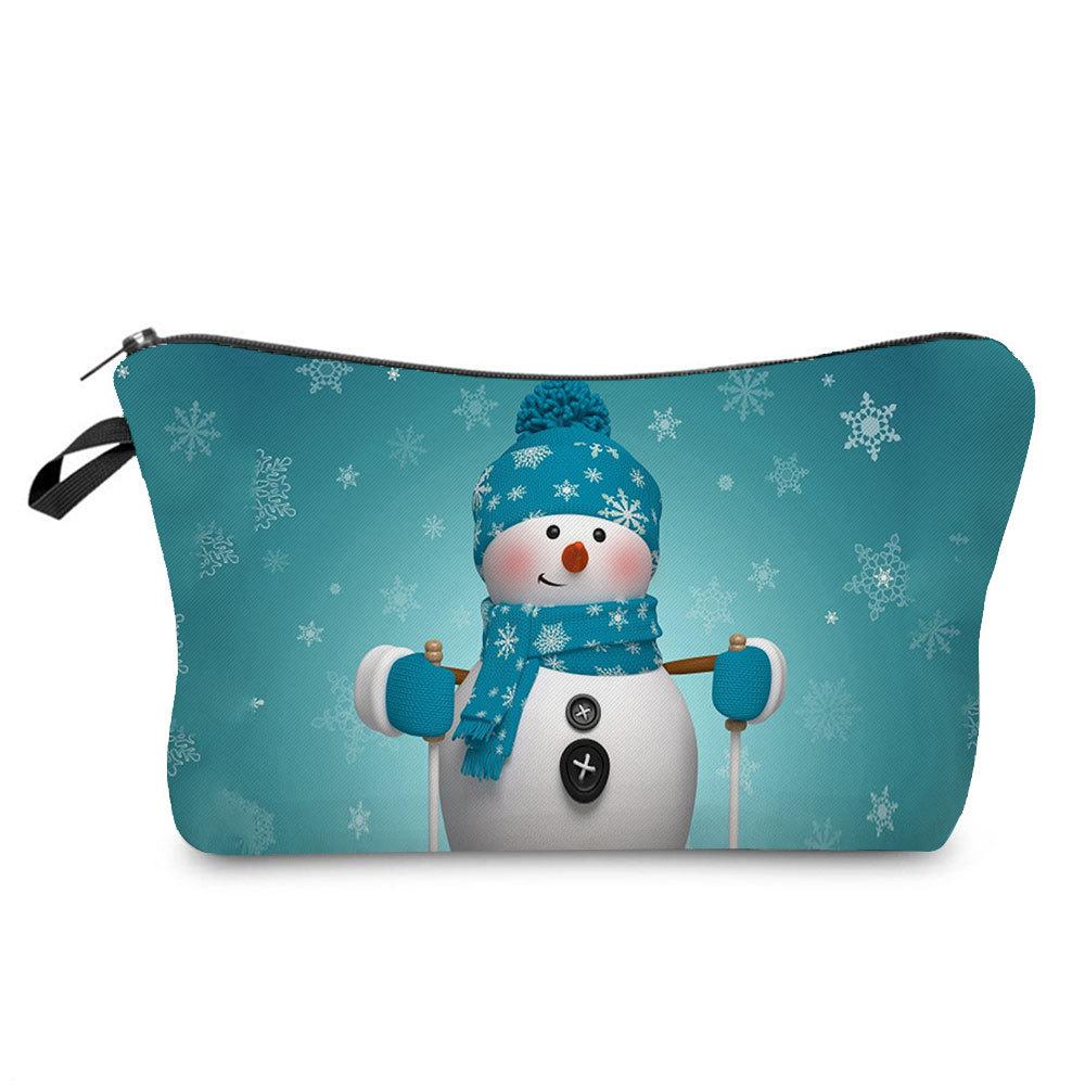 Women Snowman Print Cosmetic Bag Toiletries Organize Travel Storage Case 6766
