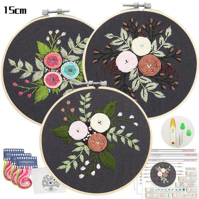 Embroidery DIY Fabric Art Kit Material Bag Handmade Creativity Beginner's Simple Plant Flower Hanging Picture