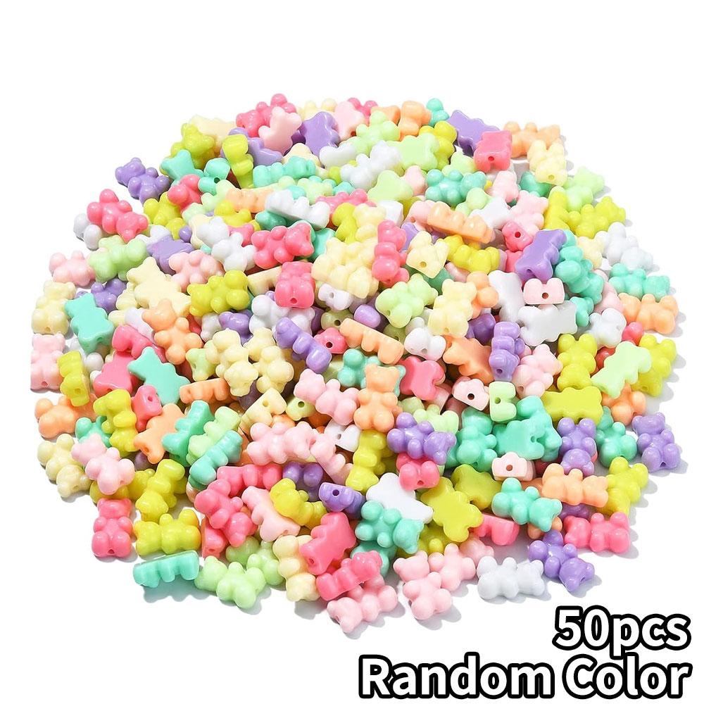 30/50/100 sztuk Kolorowe Koraliki Gumowe Misie Nieprzezroczyste Koraliki Misie Akrylowe Imitacja Cukierków Koraliki Misie do Wyrobu Biżuterii Bransoletki Naszyjniki Hurt