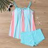 2-teiliges konservatives Tankini-Set Digitaldruck Bauchkontrolle Hohe Taille Boy Shorts Spaghettiträger Strand Badeanzug