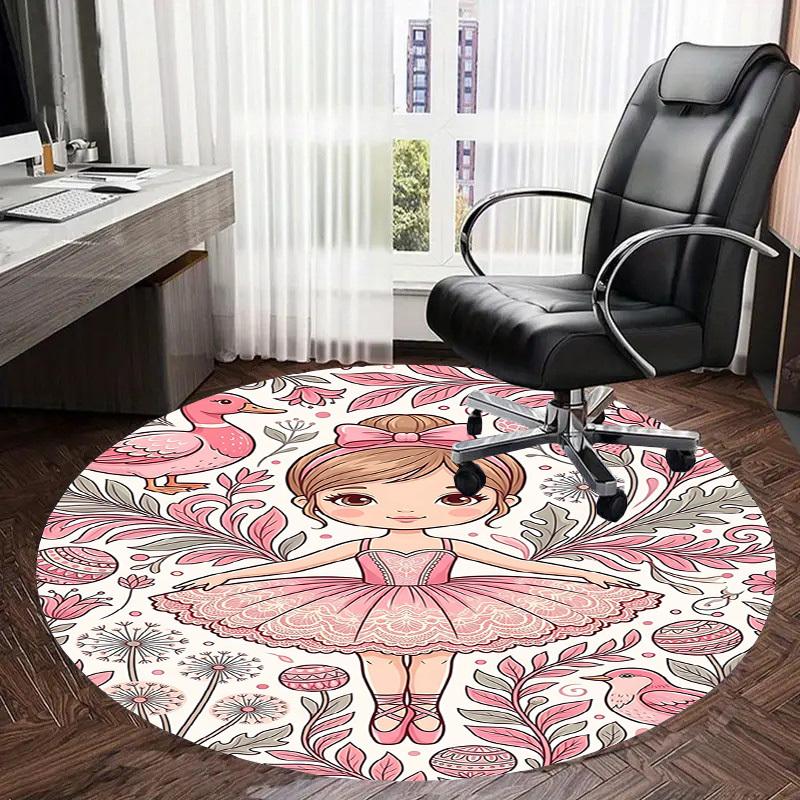 1PC Ballerina Flowers Non-Slip Floor Round carpet, Office, family, bedroom, Large Area Rug Indoor Rugs,  Durable PolyesterH0376