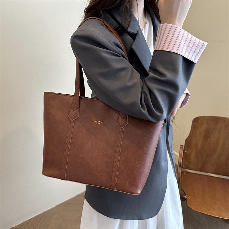 Vintage Tote Bag Large Capacity Pu Shoulder Bag For Daily Use