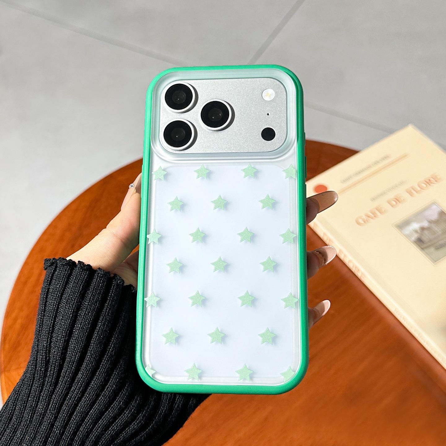 

Detachable Back Panel for Apple 17PRO/15PROMAX Phone Case - Creative Green Star Pattern 13