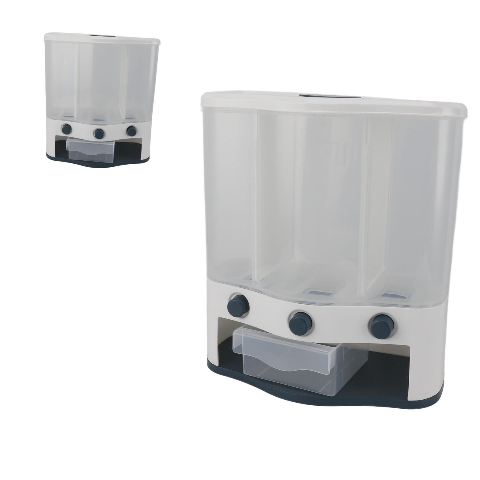 3 Grid Cereal Dispenser Airtight Dry Food Storage Container Wall Mounted Grain Storage Container