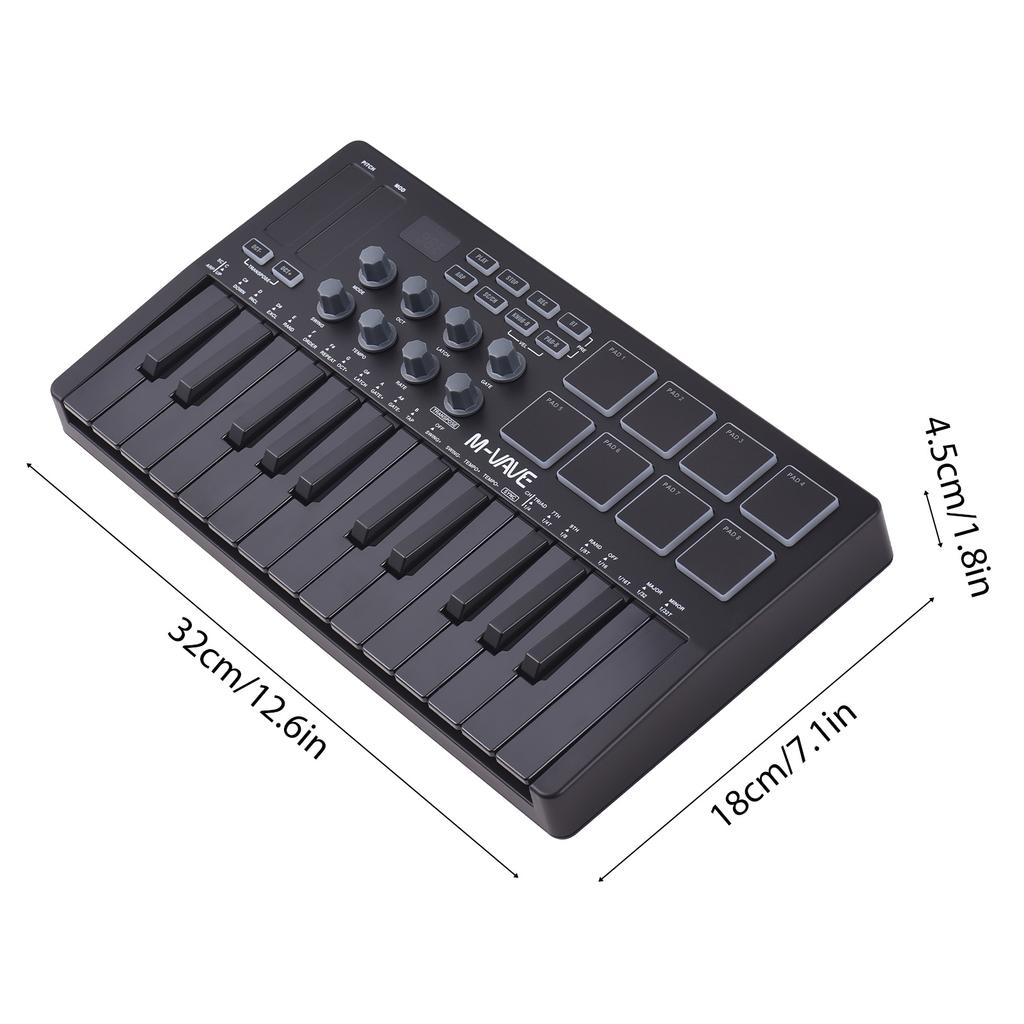 Rechargeable 25 Keys MIDI Keyboard Arranging Strike Pad RGB MIDI Assignable Knobs MIDI Keyboard Controller Beat Maker Machine
