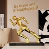 Resin Gold Running Figure Sculpture Bookcase Living Room Decorative Art Gilded Figure Statue Crafts Interior Aesthetic Decor