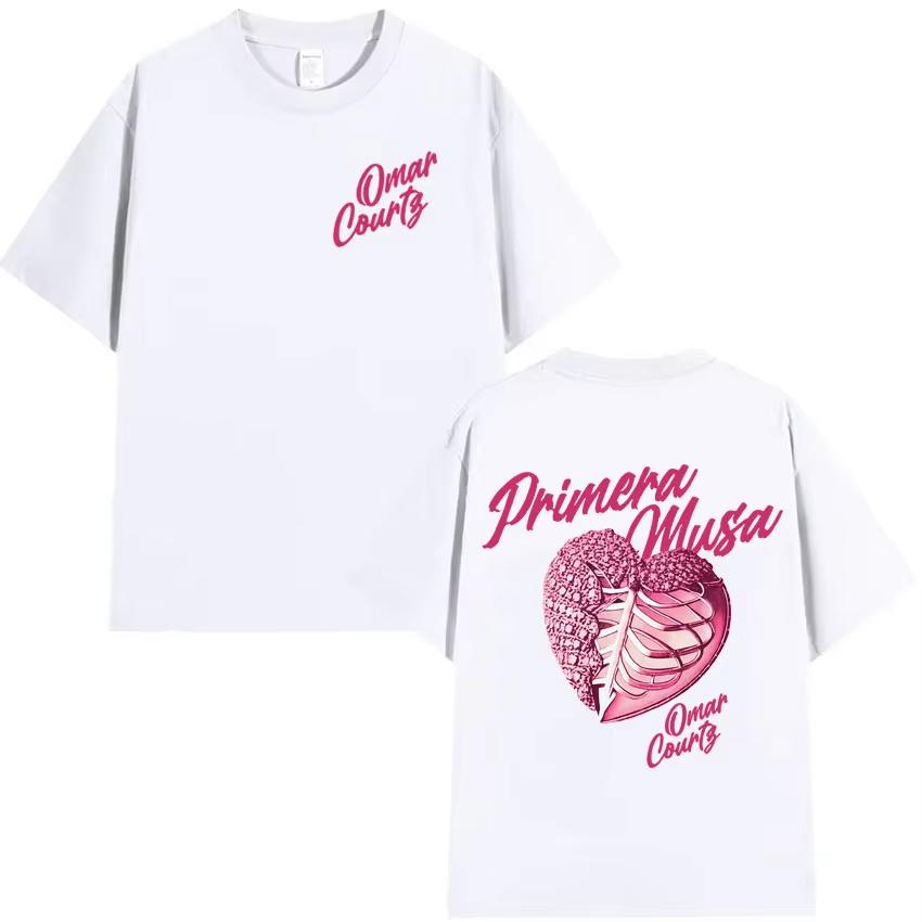 Rapper Omar Courtz Primera Musa 2026 Heart Graphic Tshirt Mens Clothing Hip Hop T Shirt Summer Top Tshirts Streetwear