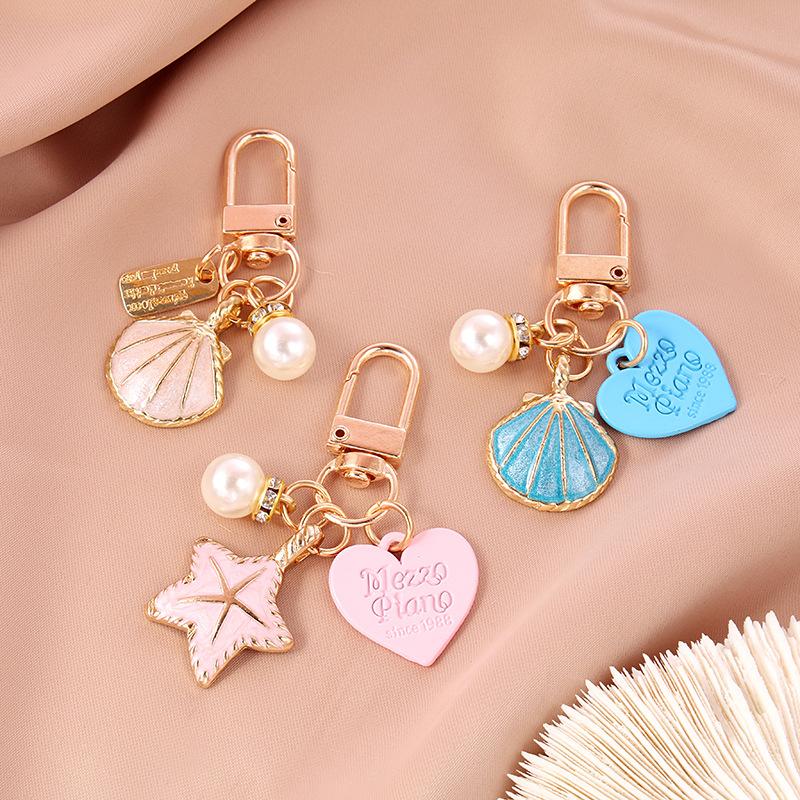 Bag Ornaments Elegant Heart Pearl Keyring Starfish Keychain Elegant Jewelry Party Gift Accessory For Gift