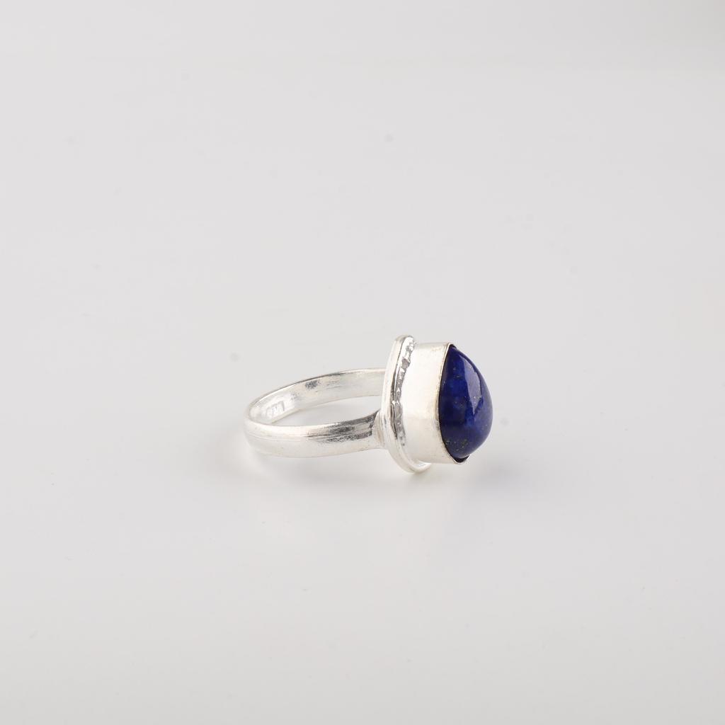 Natural Lapis Lazuli Gemstone 925 Sterling Silver Designer Wedding Ring For Bride RR-76-23